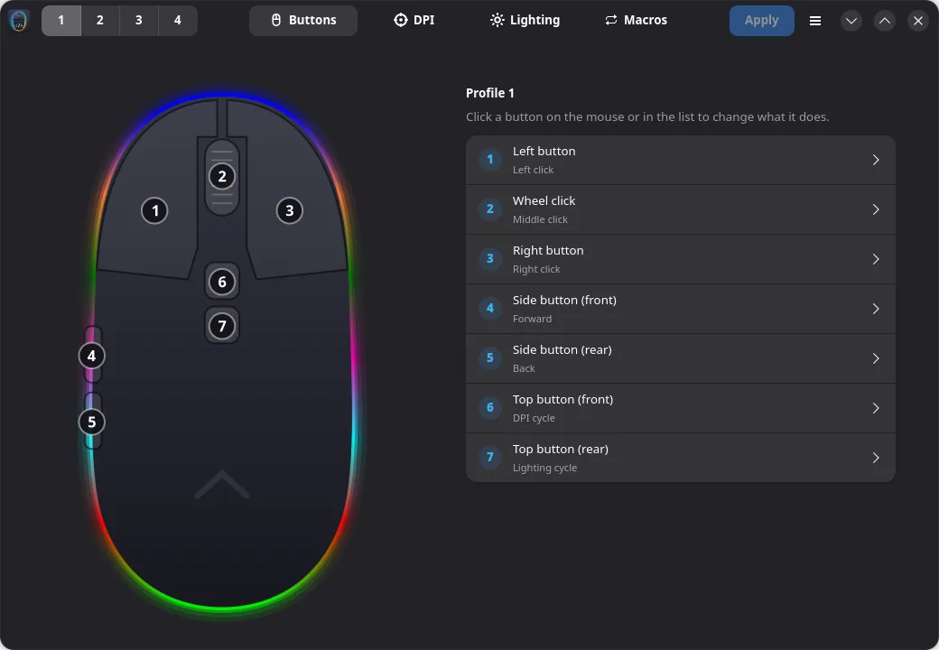 Remap all seven buttons